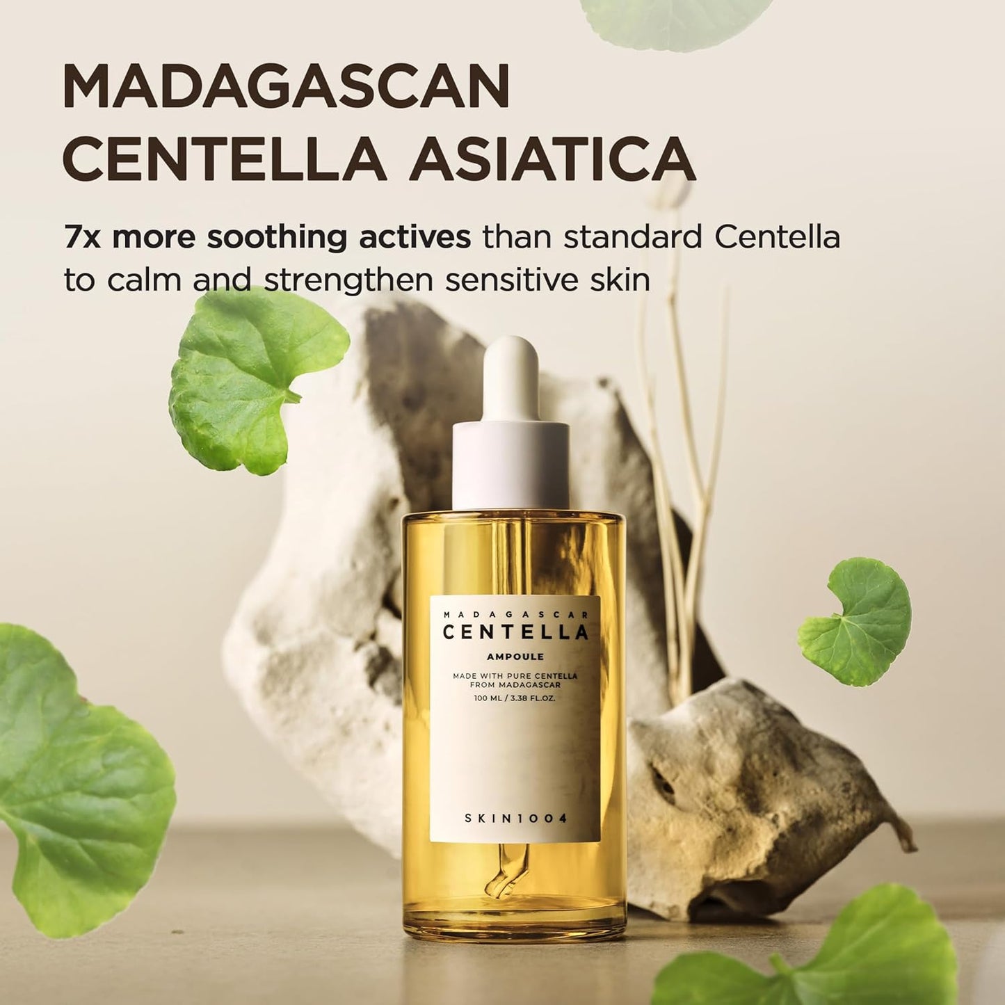 Madagascar Centella Asiatica Ampoule Facial Serum 1.85 Fl.Oz, 55Ml, Soothes Acne Prone and Sensitive Skin