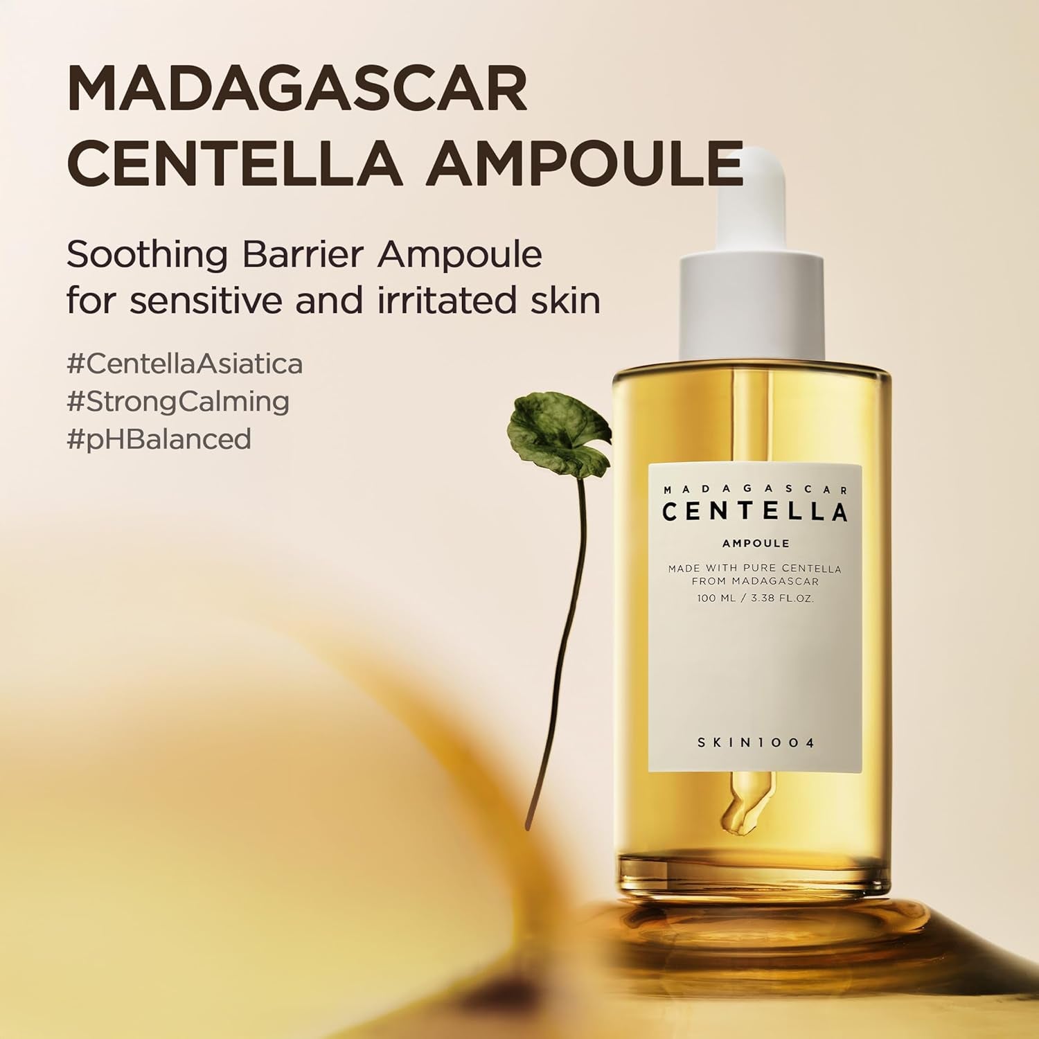 Madagascar Centella Asiatica Ampoule Facial Serum 1.85 Fl.Oz, 55Ml, Soothes Acne Prone and Sensitive Skin