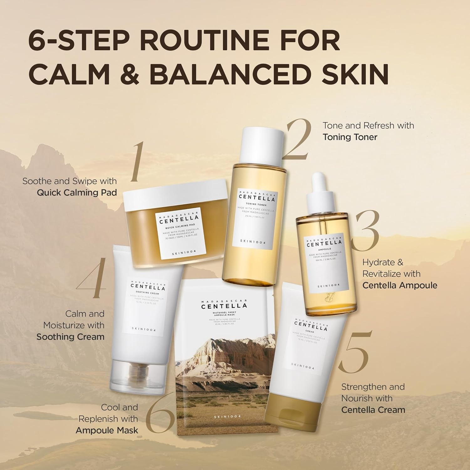 Madagascar Centella Asiatica Ampoule Facial Serum 1.85 Fl.Oz, 55Ml, Soothes Acne Prone and Sensitive Skin